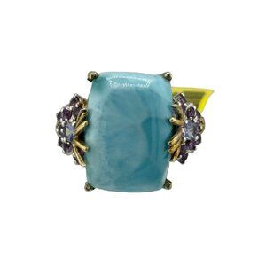 NWT Chuck Clemency Sterling Silver Larimar Ring Size 9.75 Unique Statement